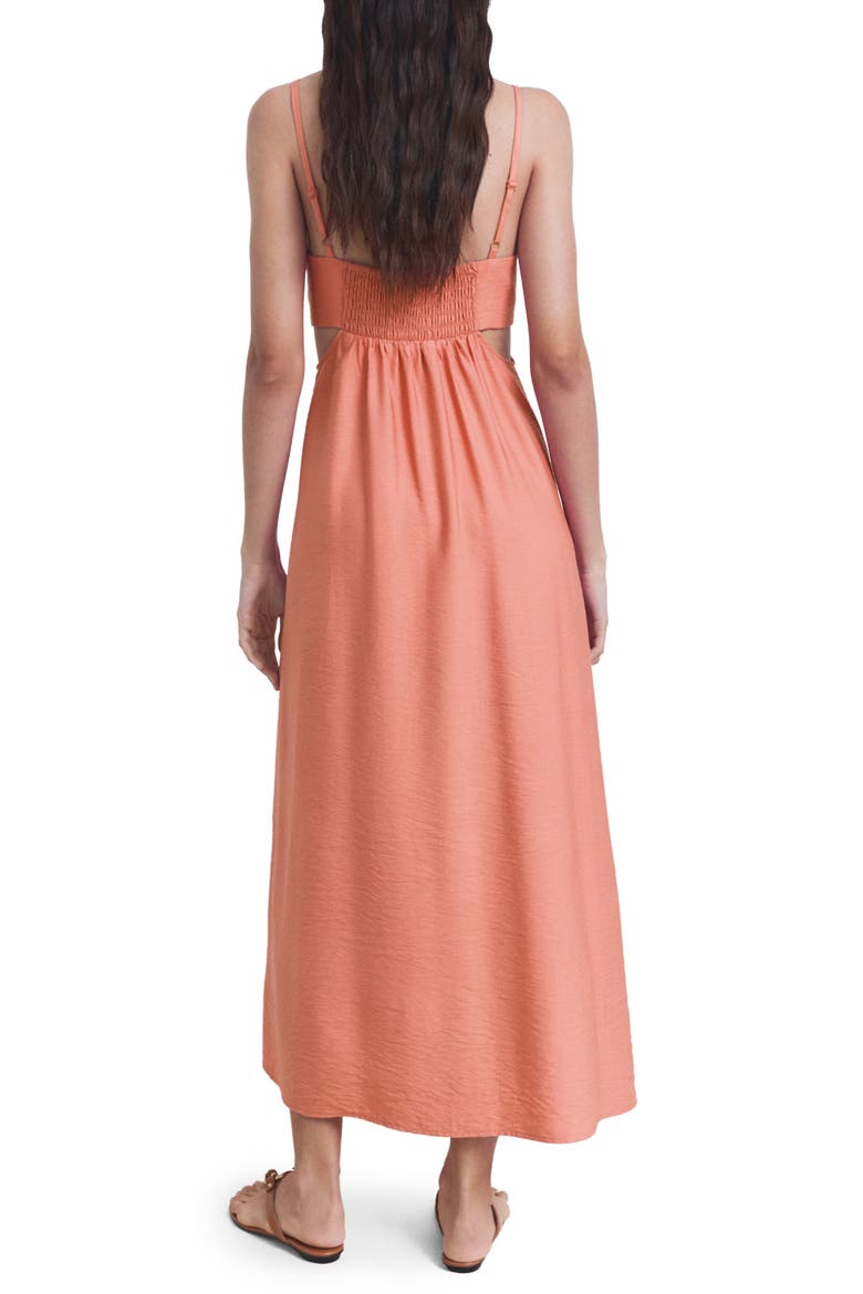 Cutout Midi Dress, Alternate, color, CORAL RED