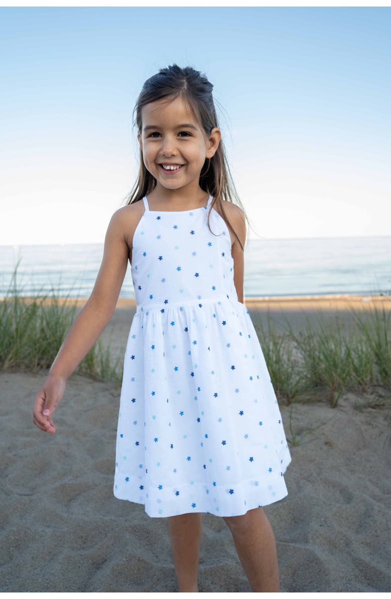 Florence Eiseman Embroidered Floral Dress, Alternate, color, White/Blue