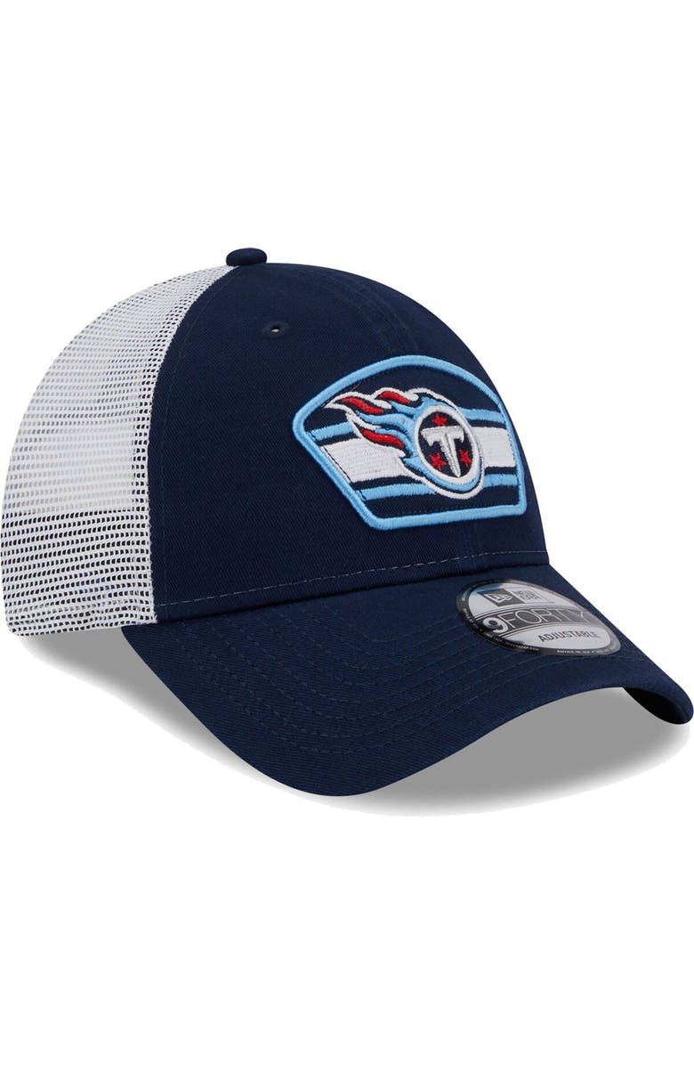 New Era Men's New Era Navy/White Tennessee Titans Logo Patch Trucker 9FORTY Snapback Hat, Alternate, color, 