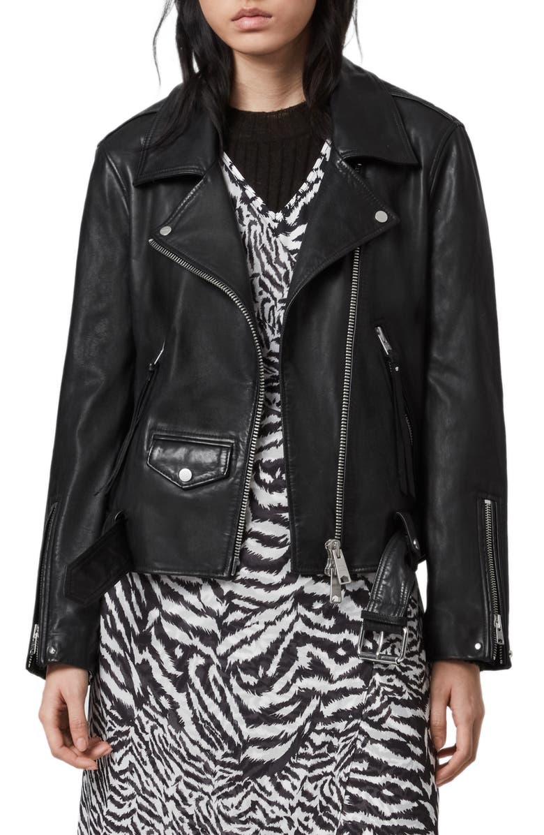 AllSaints Luna Leather Biker Jacket, Main, color, 