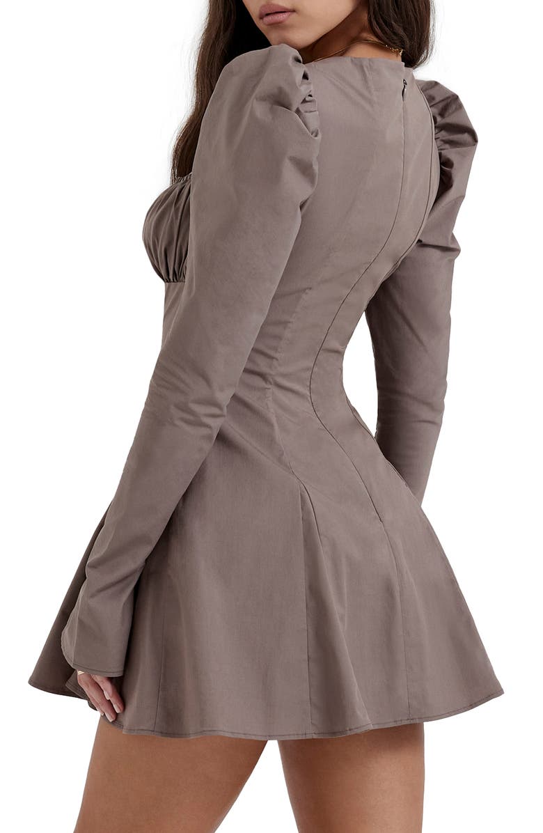 HOUSE OF CB Carlina Long Sleeve Cotton Blend Dress, Alternate, color, Mocha