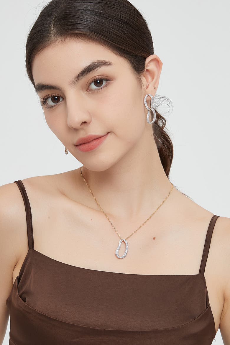 Infinity Pavé Ovate Loop Hoop Earrings, Alternate, color, Gold
