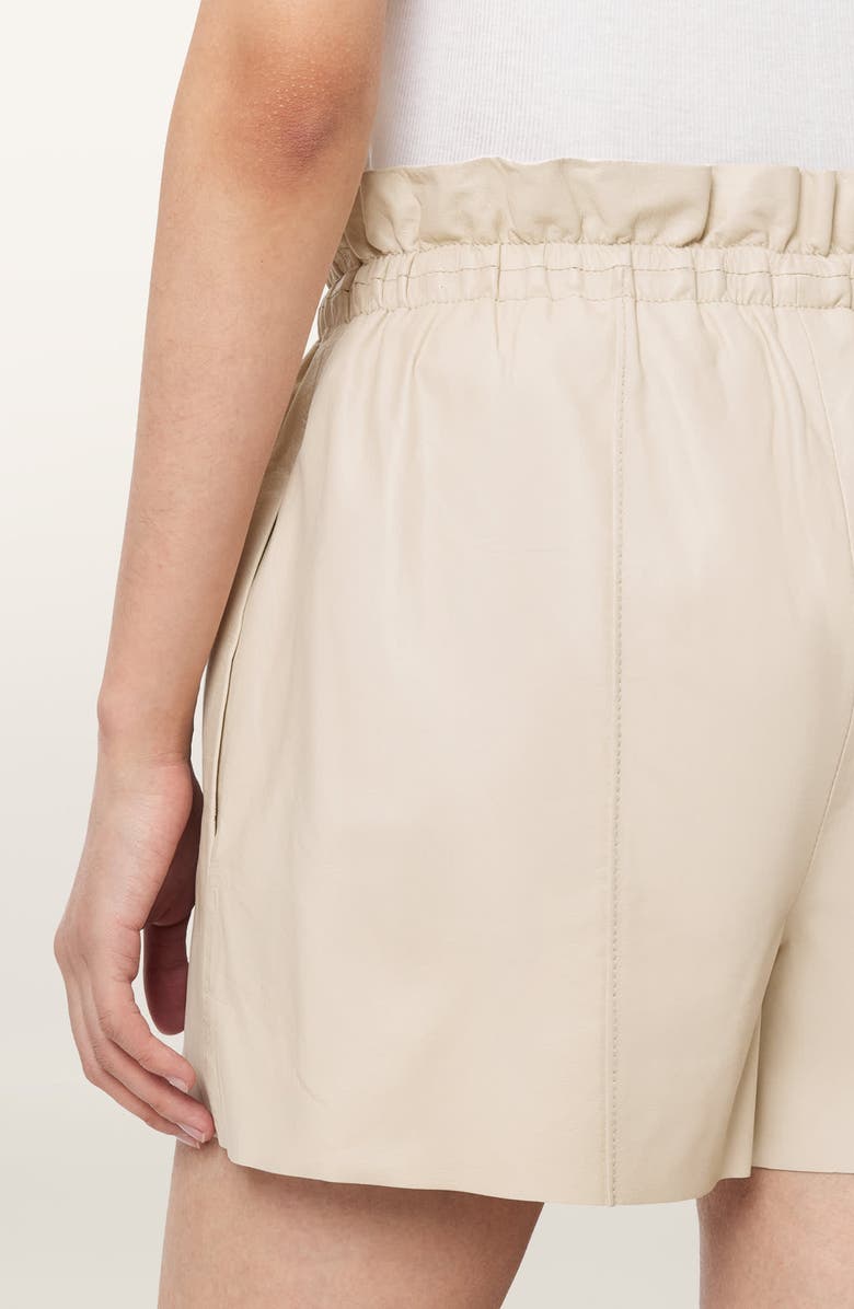 AllSaints Fran Leather Shorts, Alternate, color, Antique White