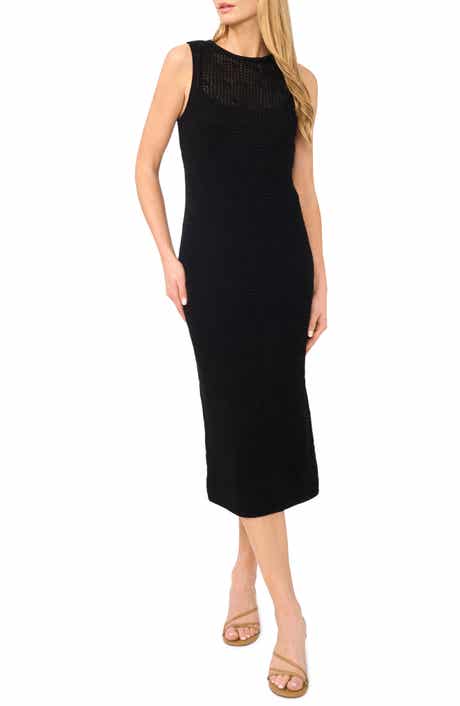 Open Stitch Cotton Blend Midi Dress