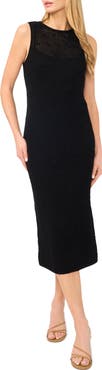 Halogen® Open Stitch Cotton Blend Midi Dress