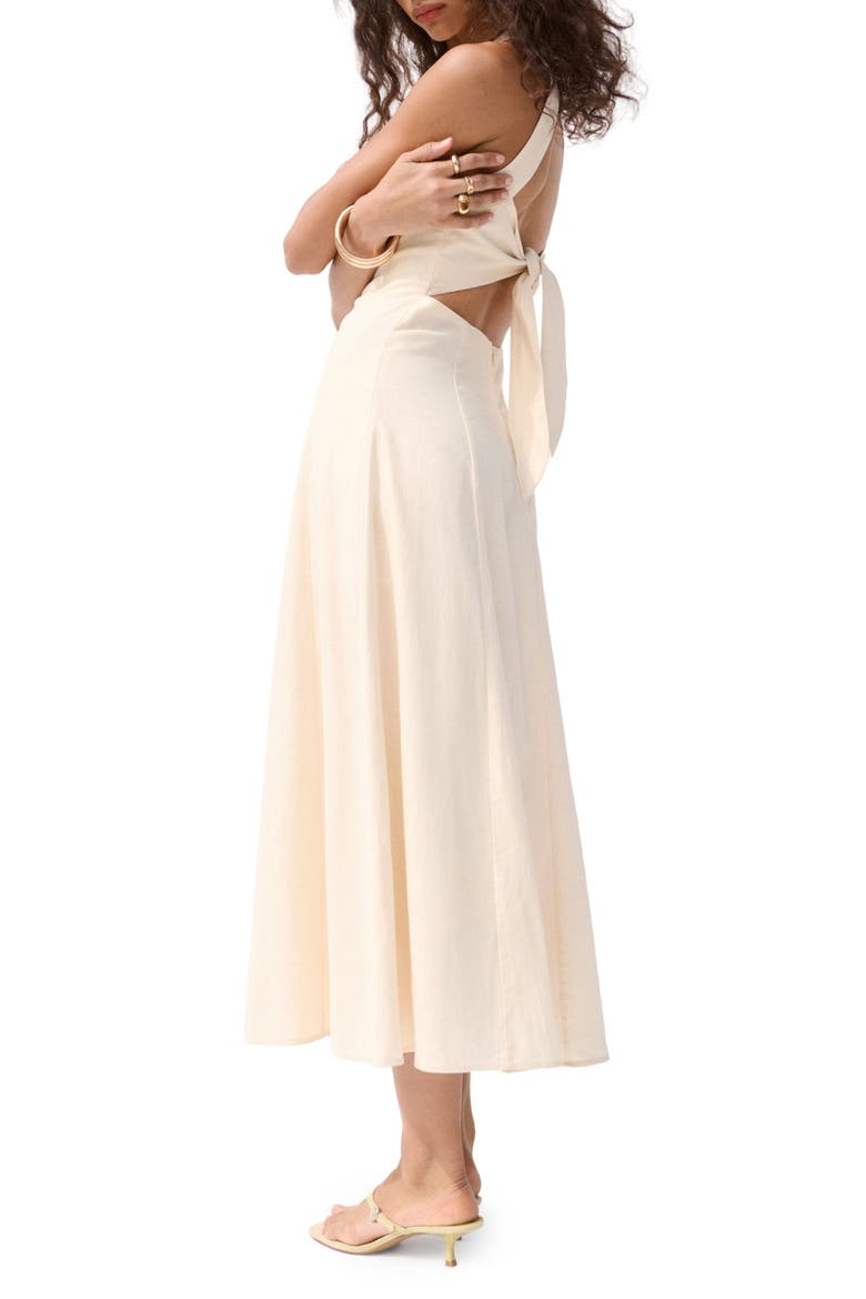 Back Cutout Linen Blend A-Line Dress, Alternate, color, ECRU