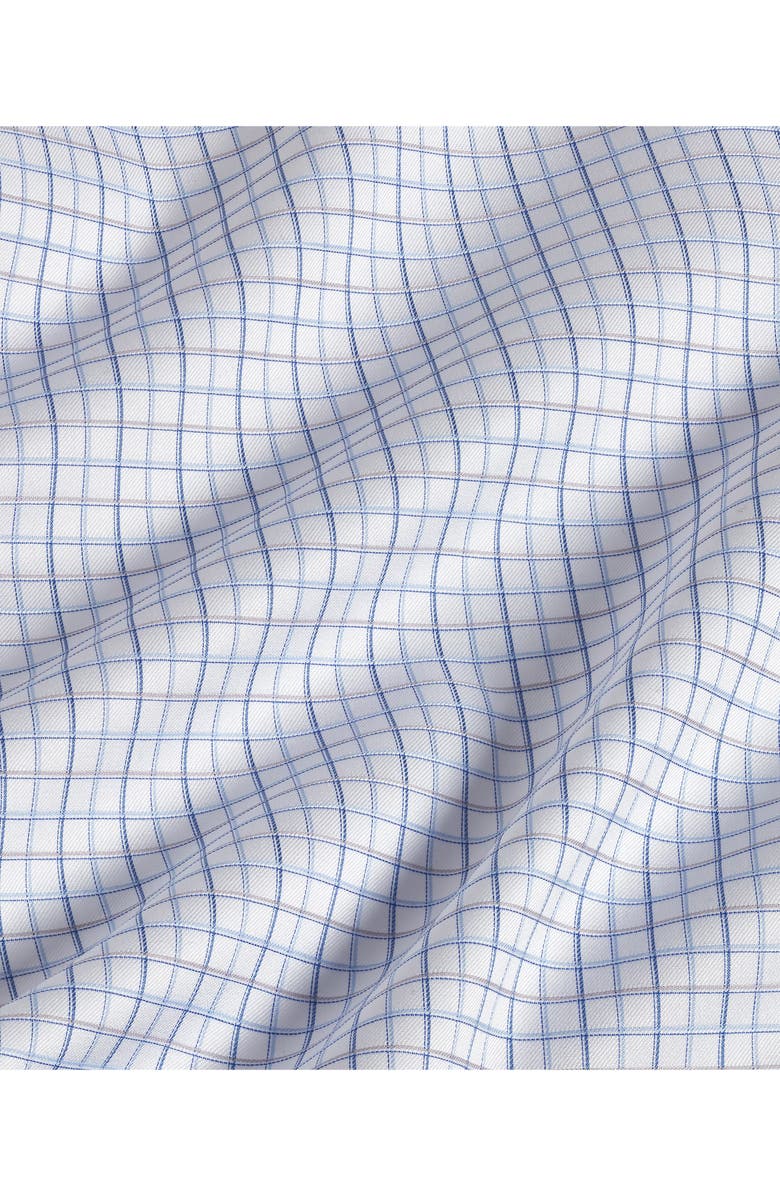 David Donahue Regular Fit Twill Windowpane Dress Shirt, Alternate, color, White/ Blue