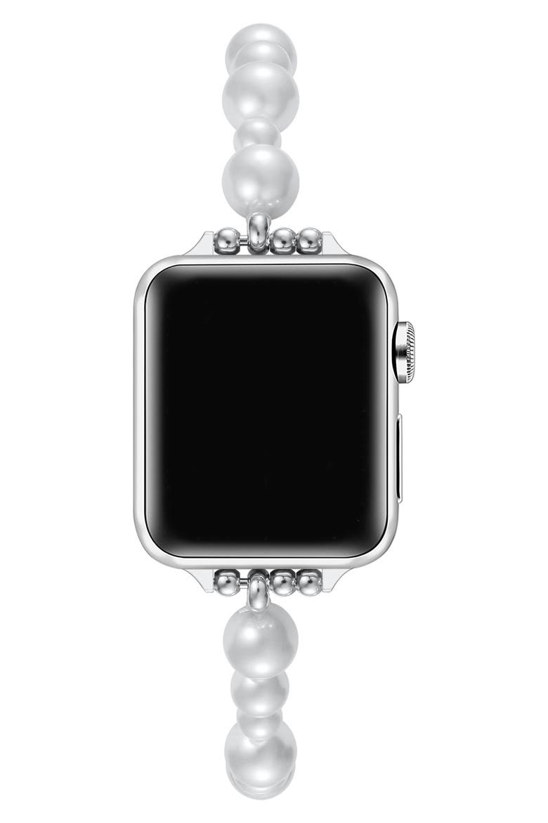 Maeve 42mm Imitation Pearl Apple Watch® Bracelet Watchband, Alternate, color, WHITE