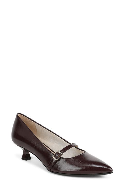 Madelyn Mary Jane Pointed Toe Kitten Heel Pump (Women)