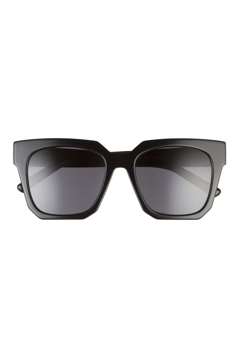 Ariana 54mm Polarized Square Sunglasses, Main, color, BLACK
