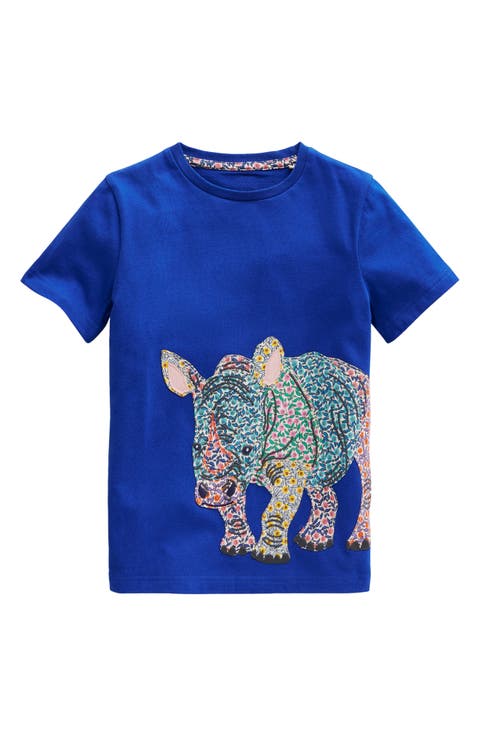 Kids' Rhino Appliqué Cotton T-Shirt
