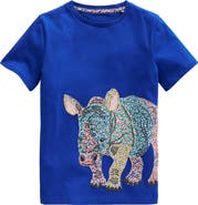 Mini Boden Kids' Rhino Appliqué Cotton T-Shirt