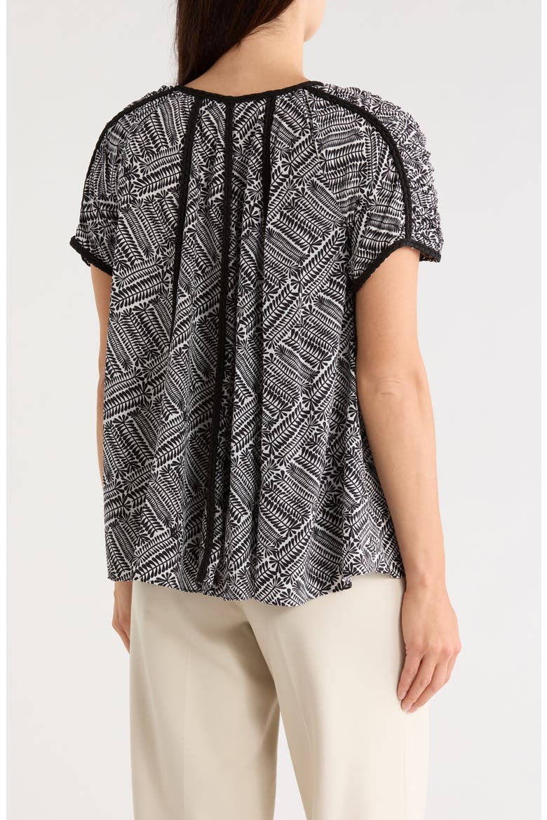 The Juliana Print Silk Top, Alternate, color, GEO LEAF