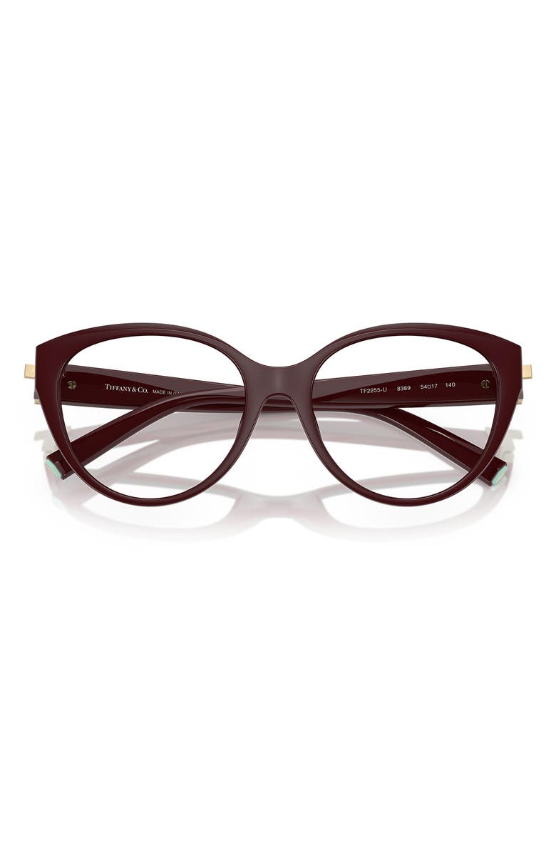 Tiffany & Co. 54mm Cat Eye Optical Glasses, Alternate, color, Burgundy