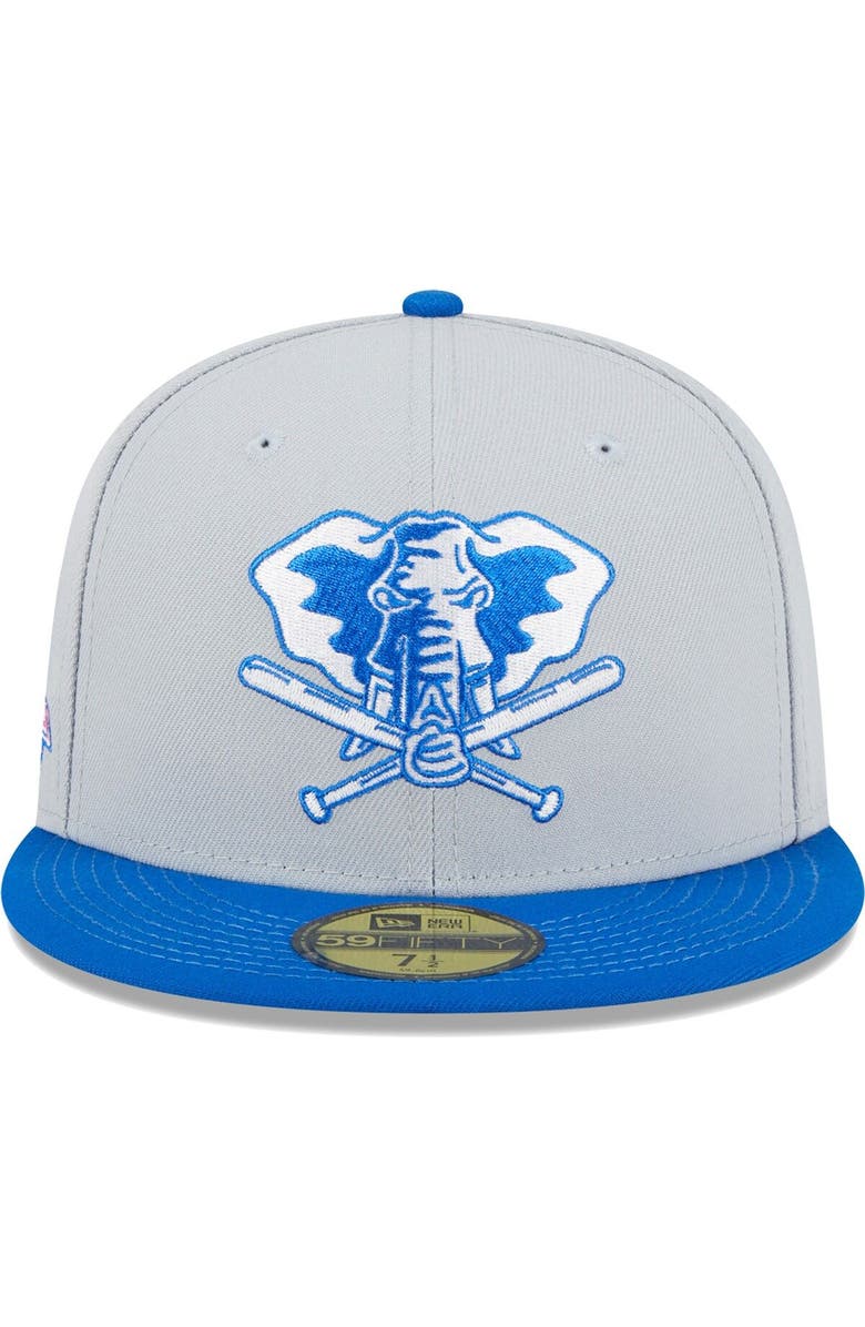 New Era Men's New Era Gray/Blue Oakland Athletics Dolphin 59FIFTY Fitted Hat, Alternate, color,