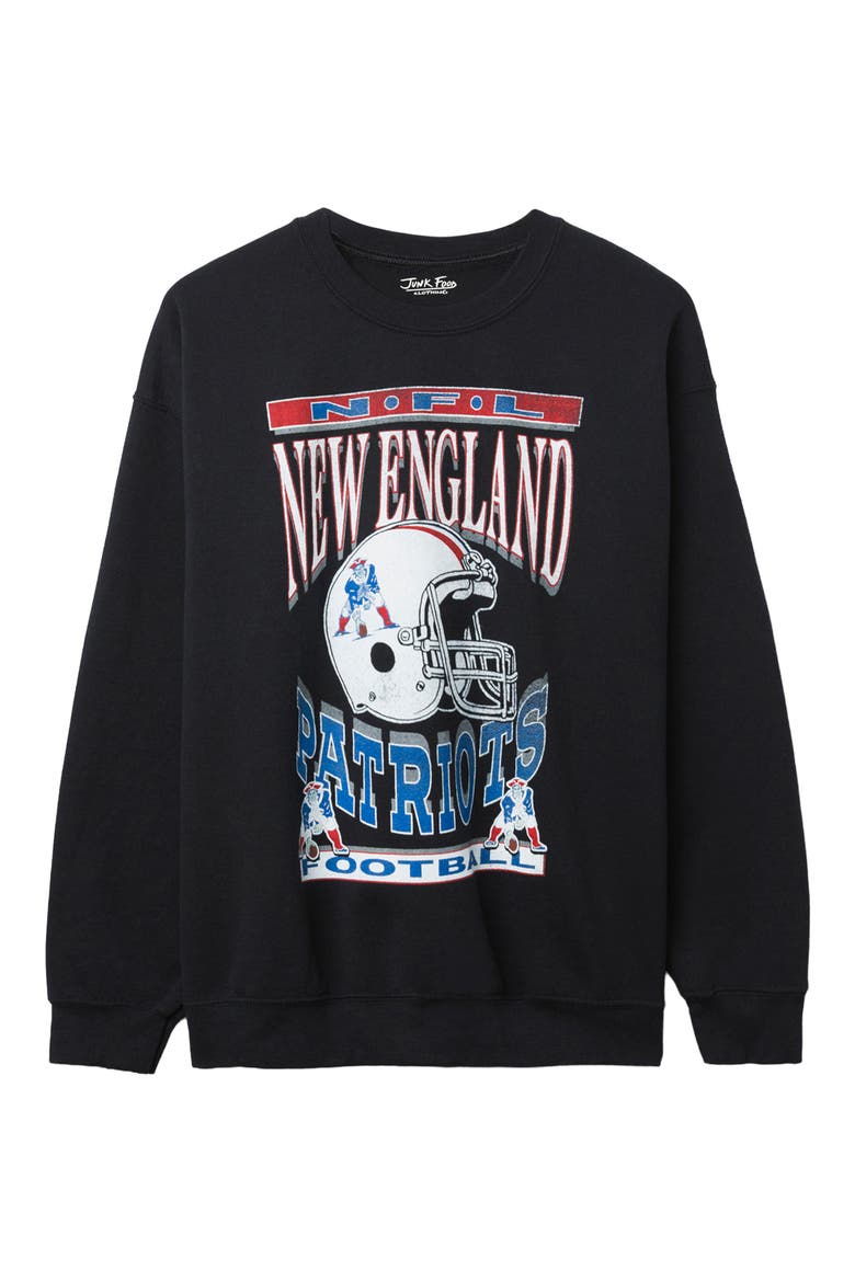 New England Patriots Helmet Flea Market Crewneck Sweatshirt, Main, color, BLACK