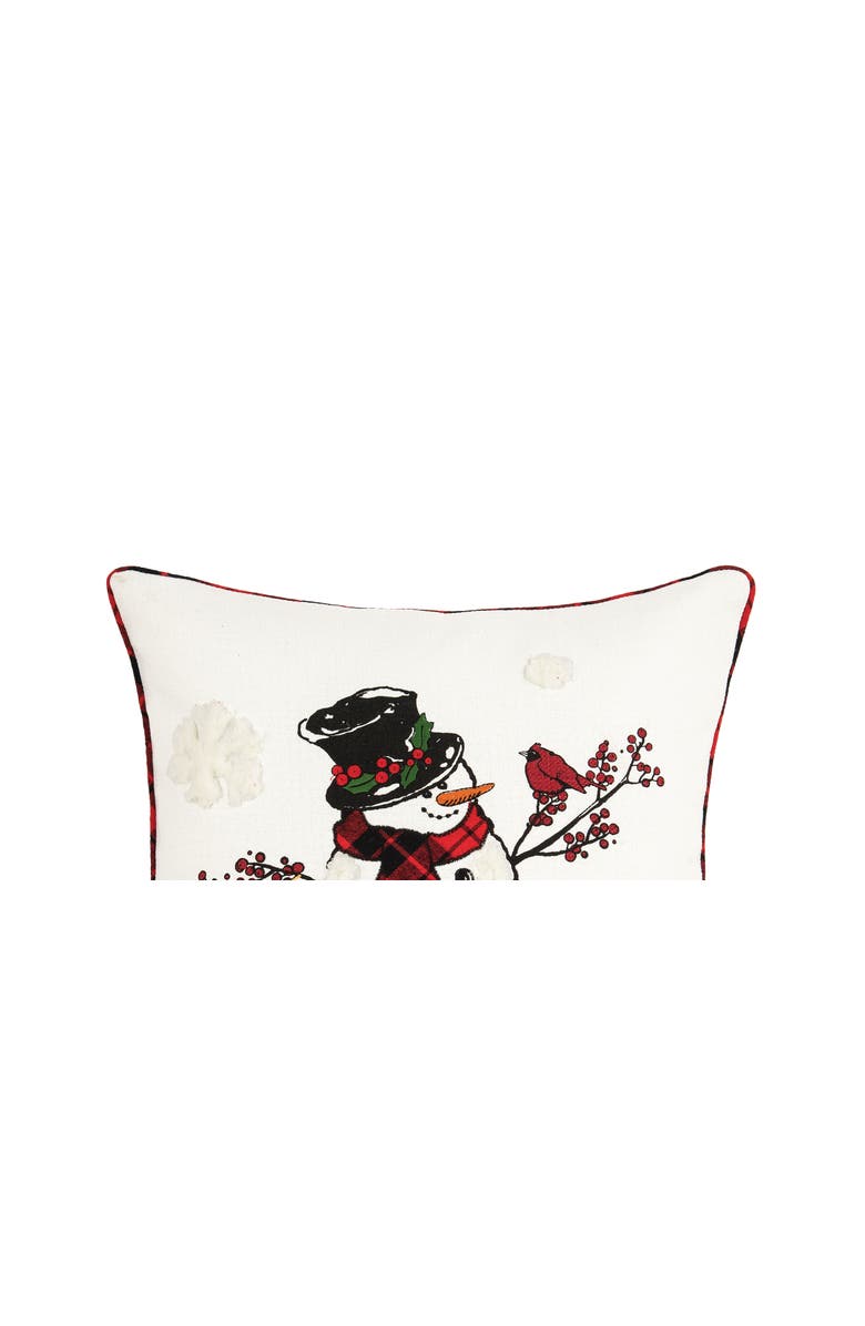 C&F Home Christmas Snowman & Red Cardinal Bird Embroidered Accent Throw Pillow 18" x 18", Alternate, color, White