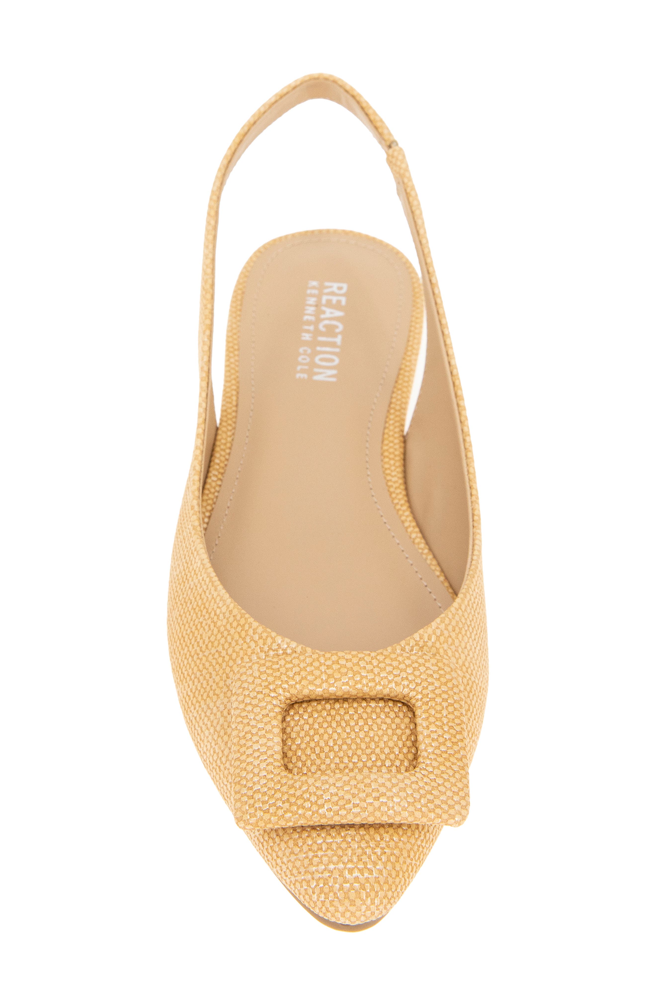 Kenneth Cole Reaction Linton Buckle Slingback Flat, Alternate, color, Natural Weave