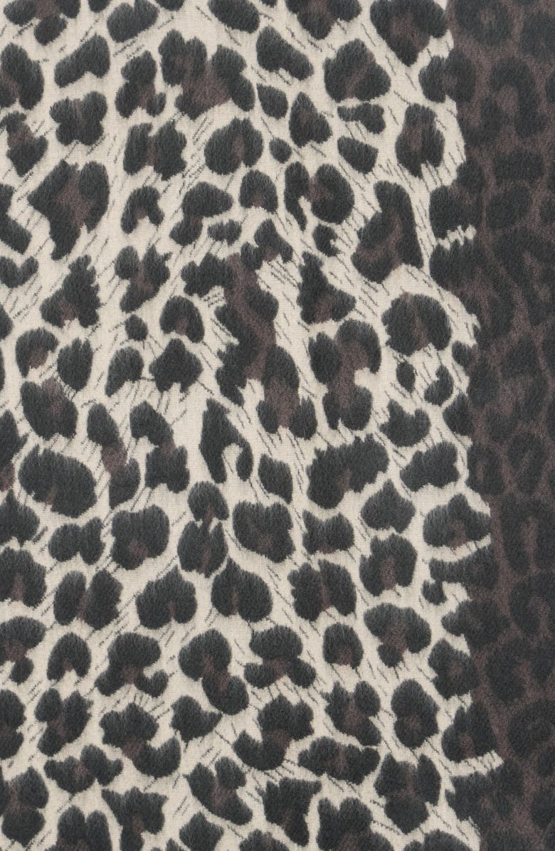 AllSaints Leopard Print Scarf, Alternate, color, Grey Leopard