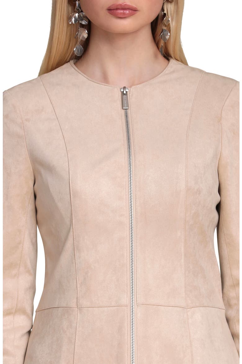 Peplum Faux Suede Jacket, Alternate, color, OAT