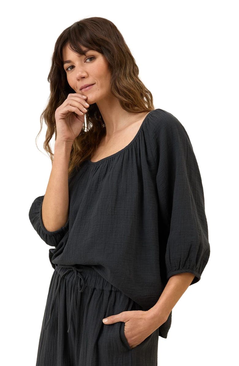 Pact Organic Cotton Coastal Double Gauze Scoop Neck Top, Alternate, color, 