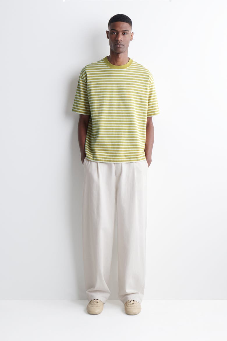 Relaxed Lightweight Cotton T-shirt, Alternate, color, YELLOW / WHITE / STRIPED