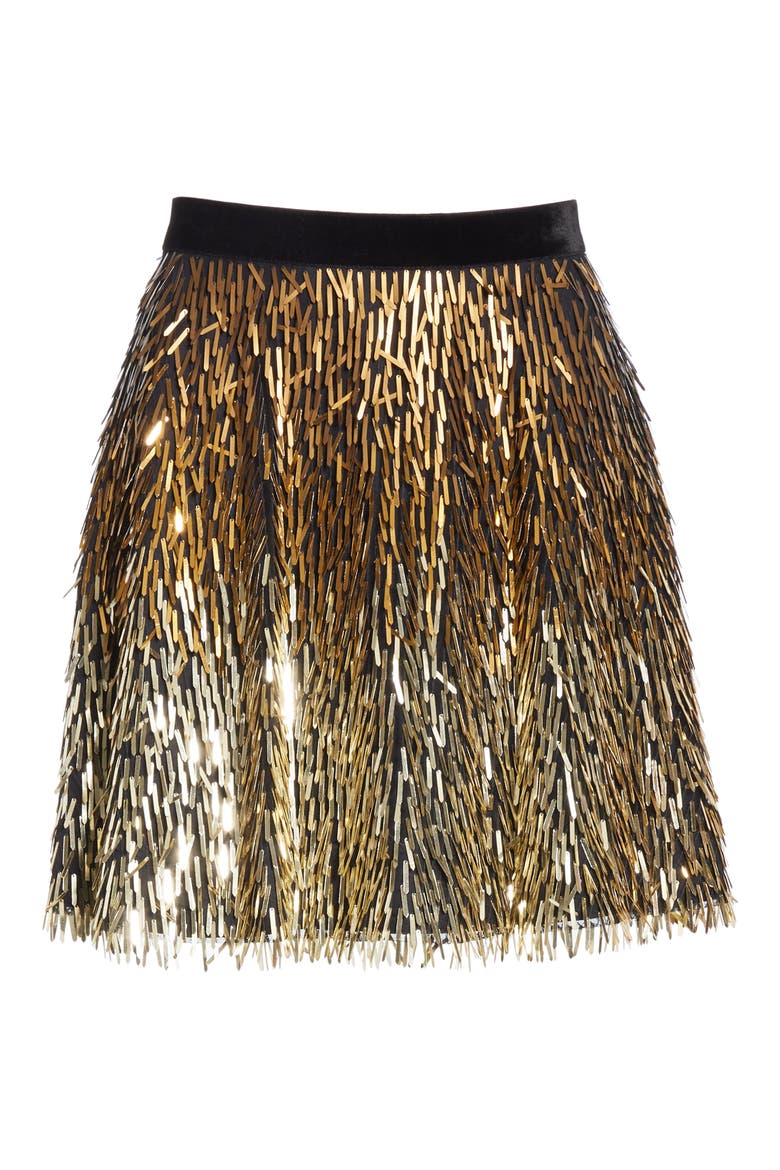Cina Embellished Miniskirt, Alternate, color, BLACK/ GOLD OMBRE