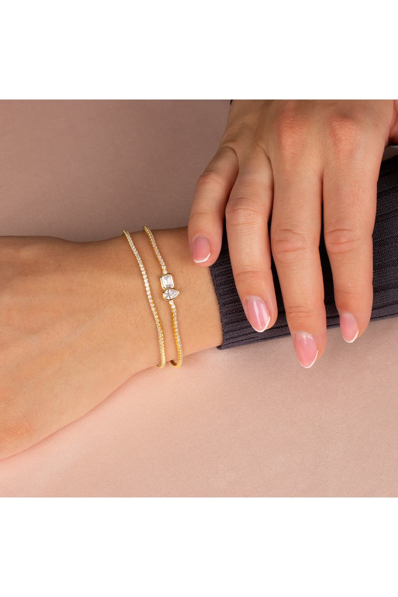 Thin Tennis Bracelet, Alternate, color, Gold
