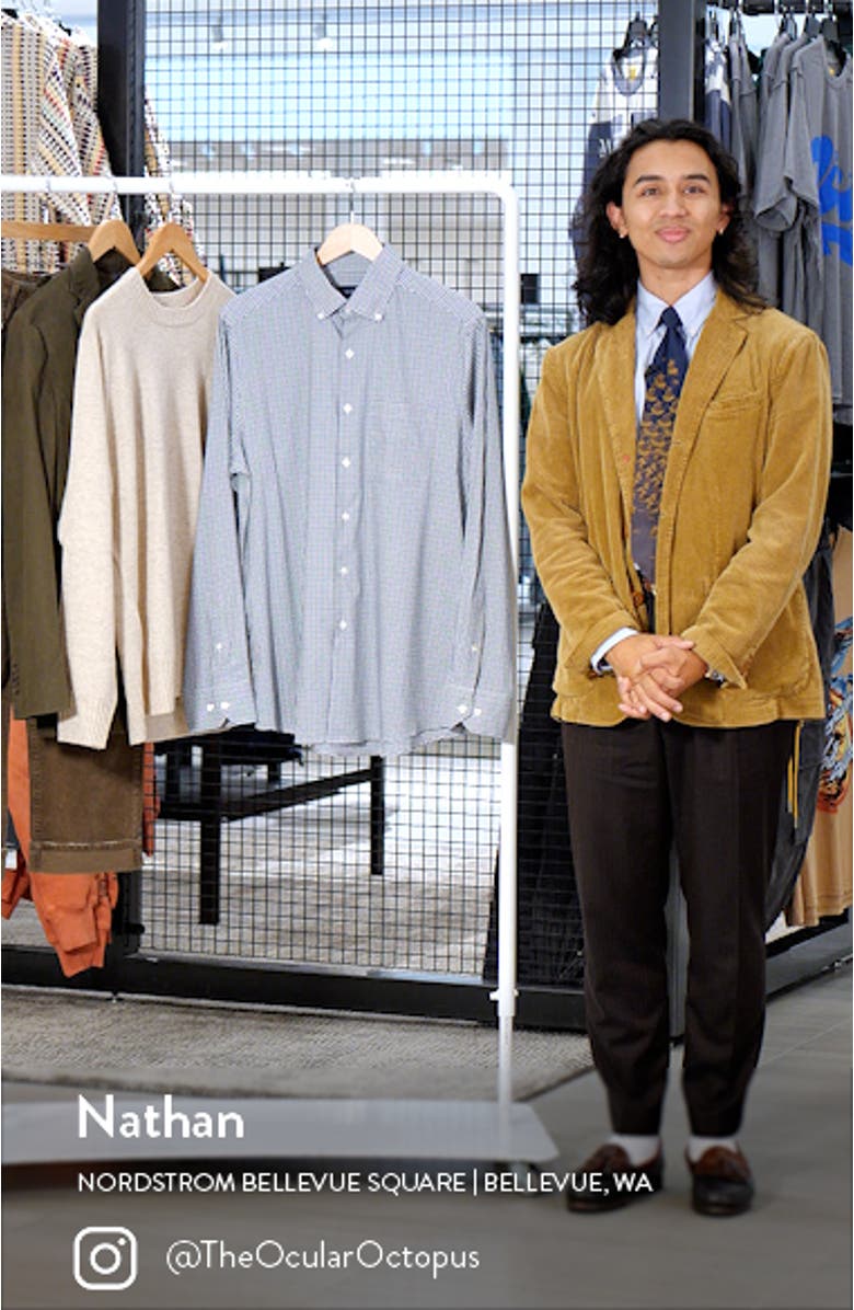 Mélange Gingham Stretch Button-Down Shirt, sales video thumbnail