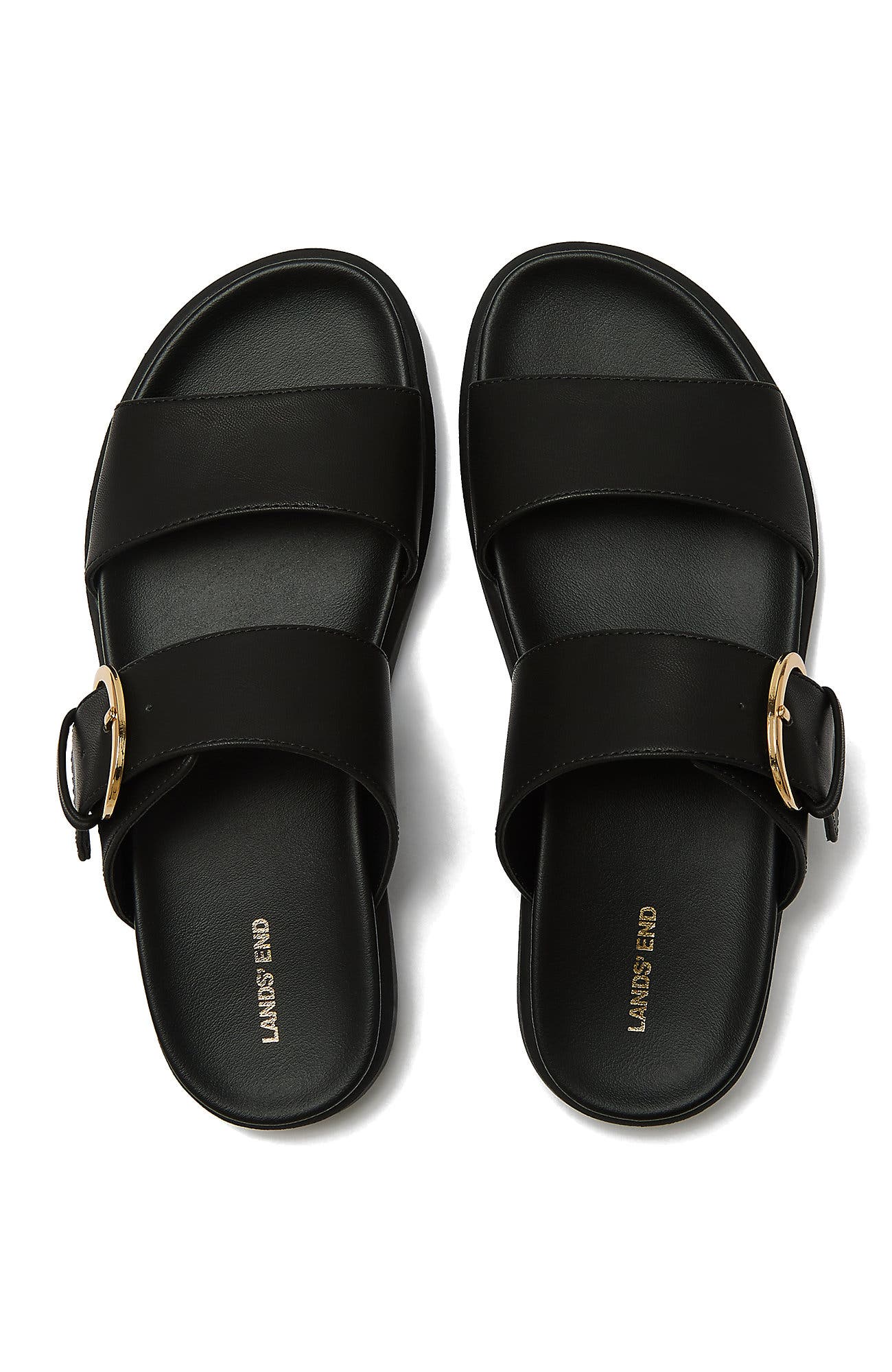 Lands' End All Day Comfort Buckle Slides, Alternate, color, Black