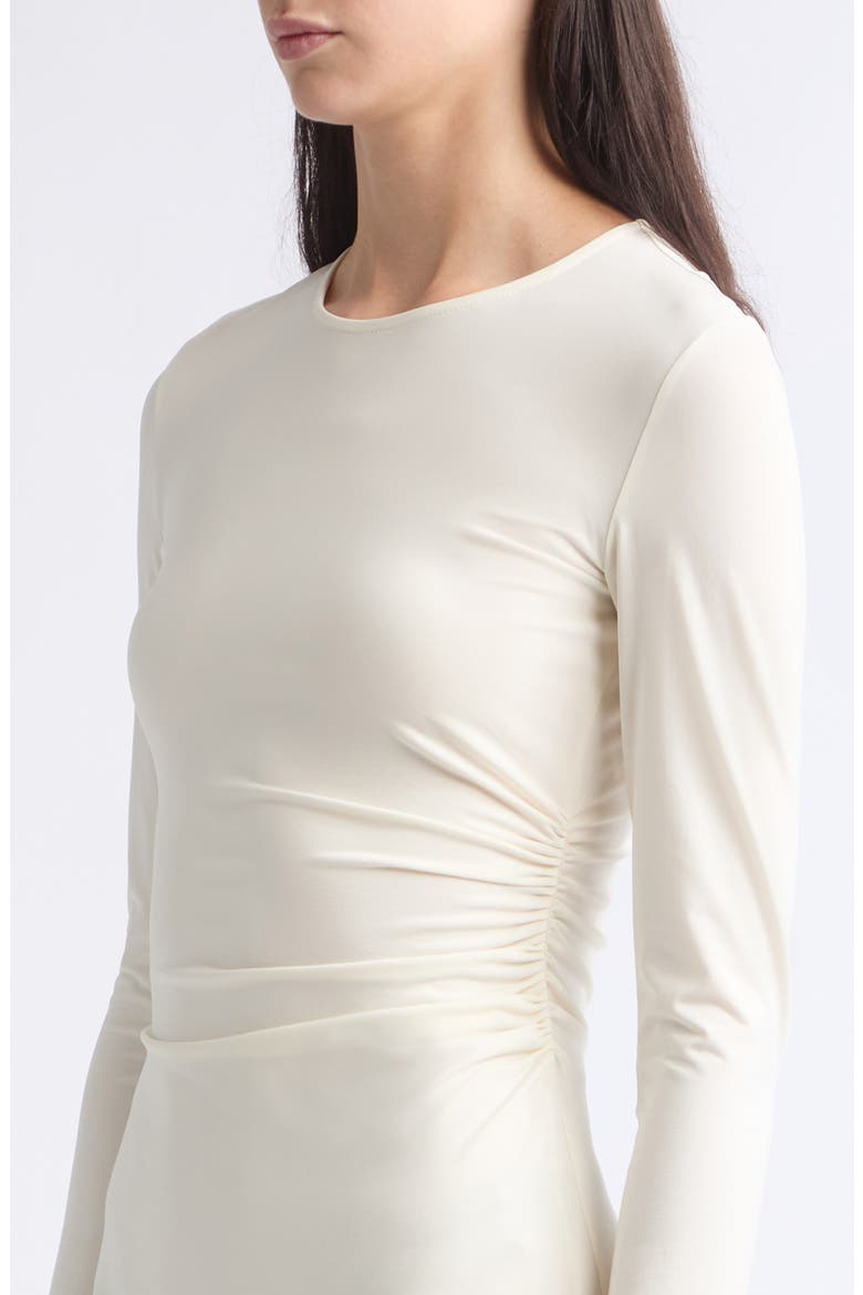 Long Sleeve Jersey Ruched Maxi Dress, Alternate, color, IVORY