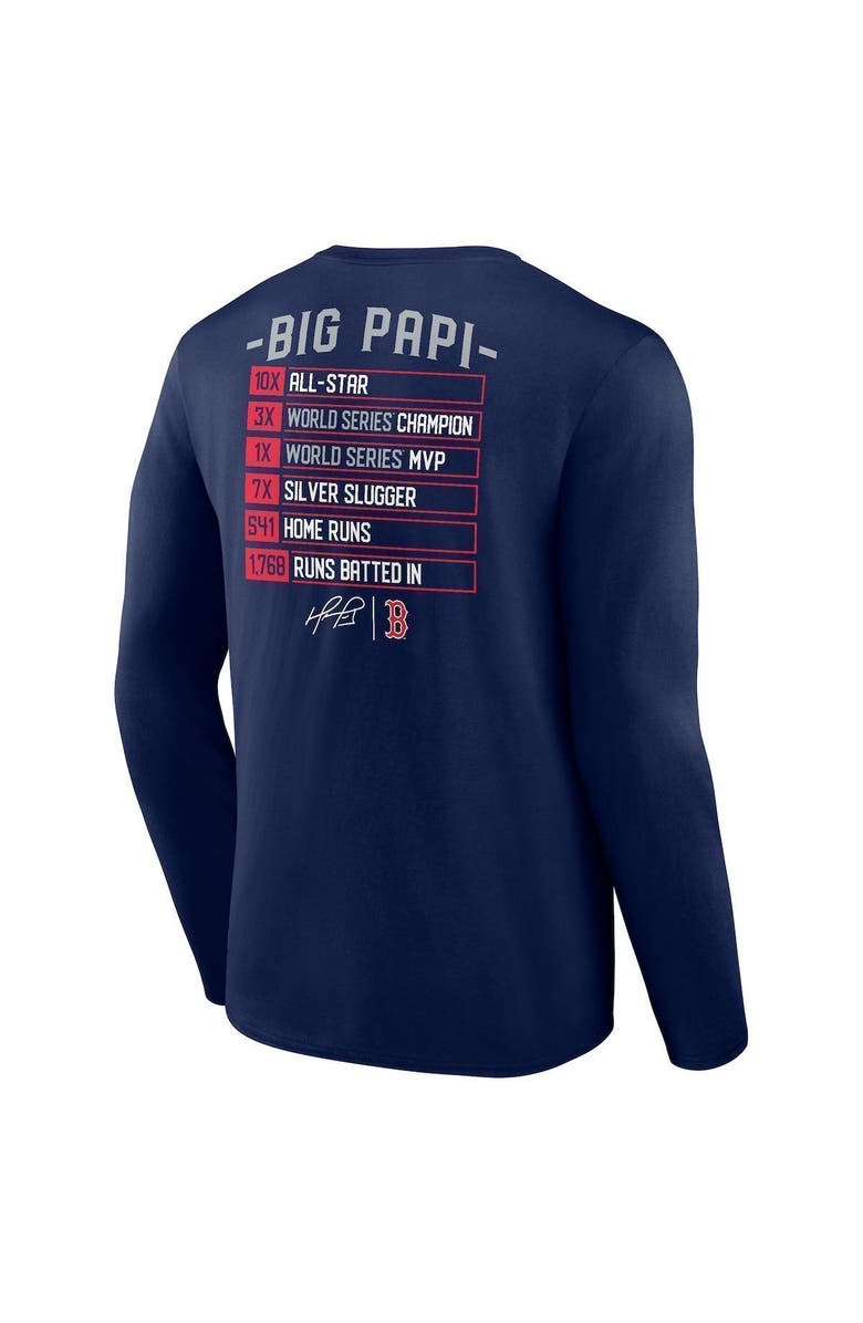 FANATICS Men's Fanatics Branded David Ortiz Navy Boston Red Sox Stats Resume Long Sleeve T-Shirt, Alternate, color, Navy
