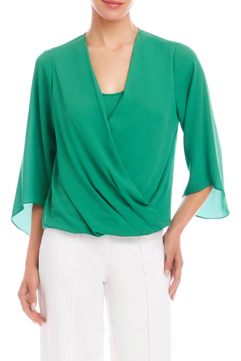 Drape Crossover Crepe Top, Main, color, GREEN