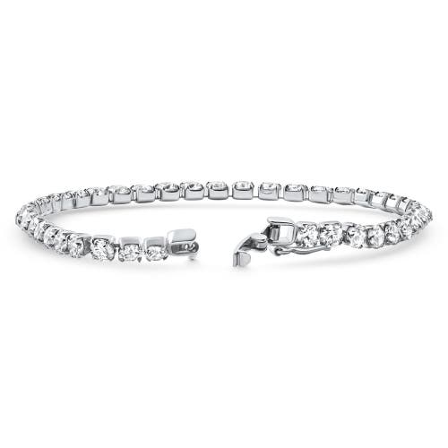 Bliss Diamond Platinum 6ct Diamond Tennis Bracelet 7" Lab Grown In Silver