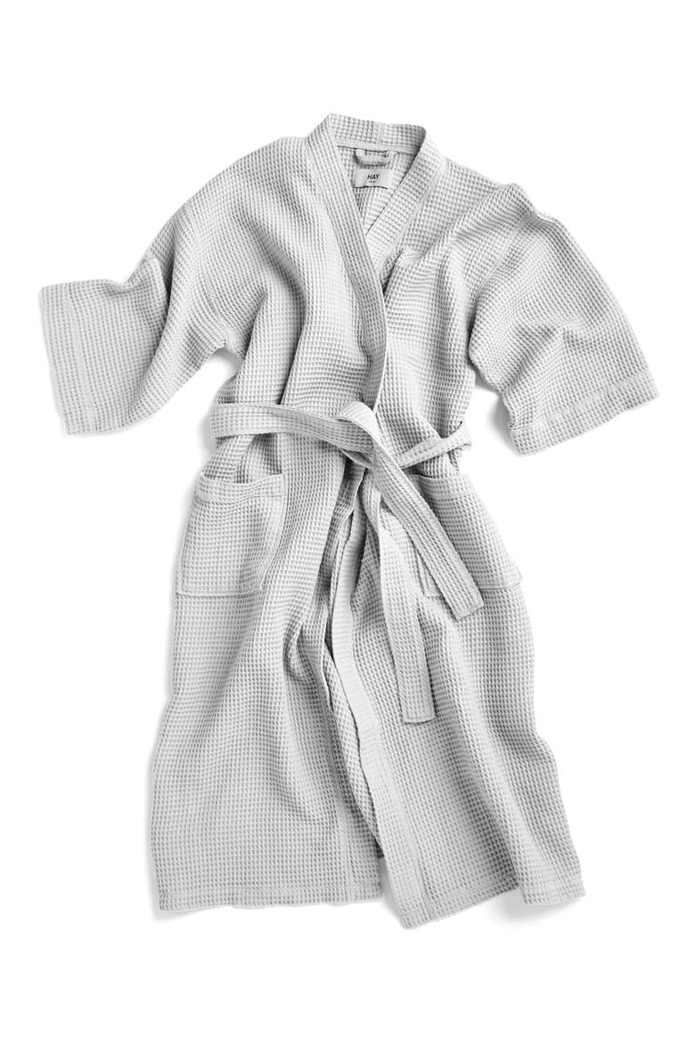 Gender Inclusive Colorblock Waffle Weave Robe, Main, color, GREY