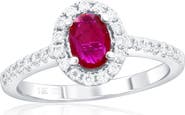 SOUZANA by Suzy Levian 14K White Gold Oval Ruby & Diamond Halo Ring