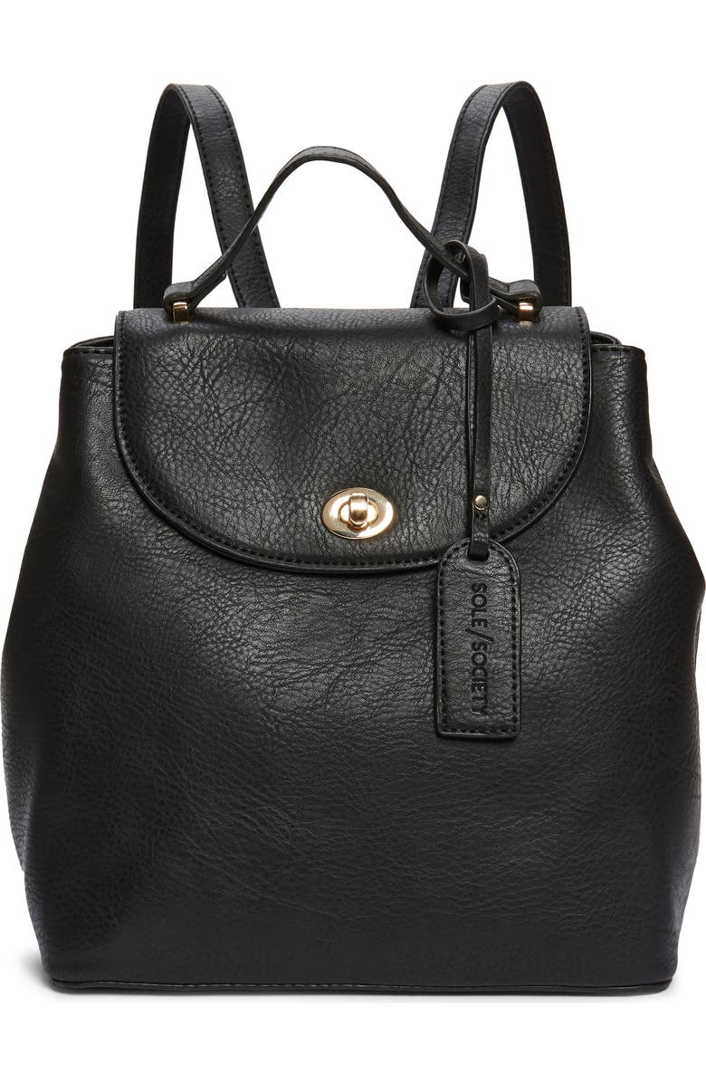 Sole Society Georgia Faux Leather Backpack, Main, color,