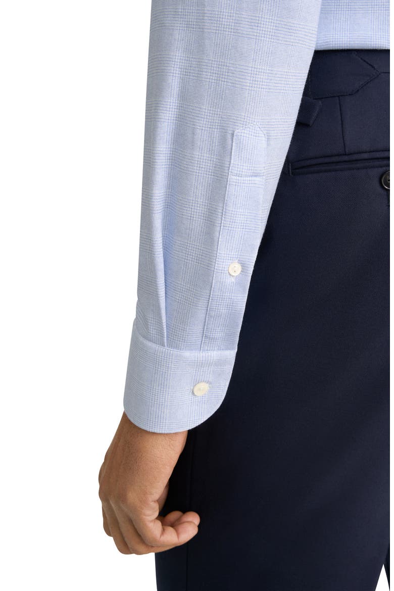 Slim Fit Check Stretch Jersey Dress Shirt, Alternate, color, LIGHT BLUE