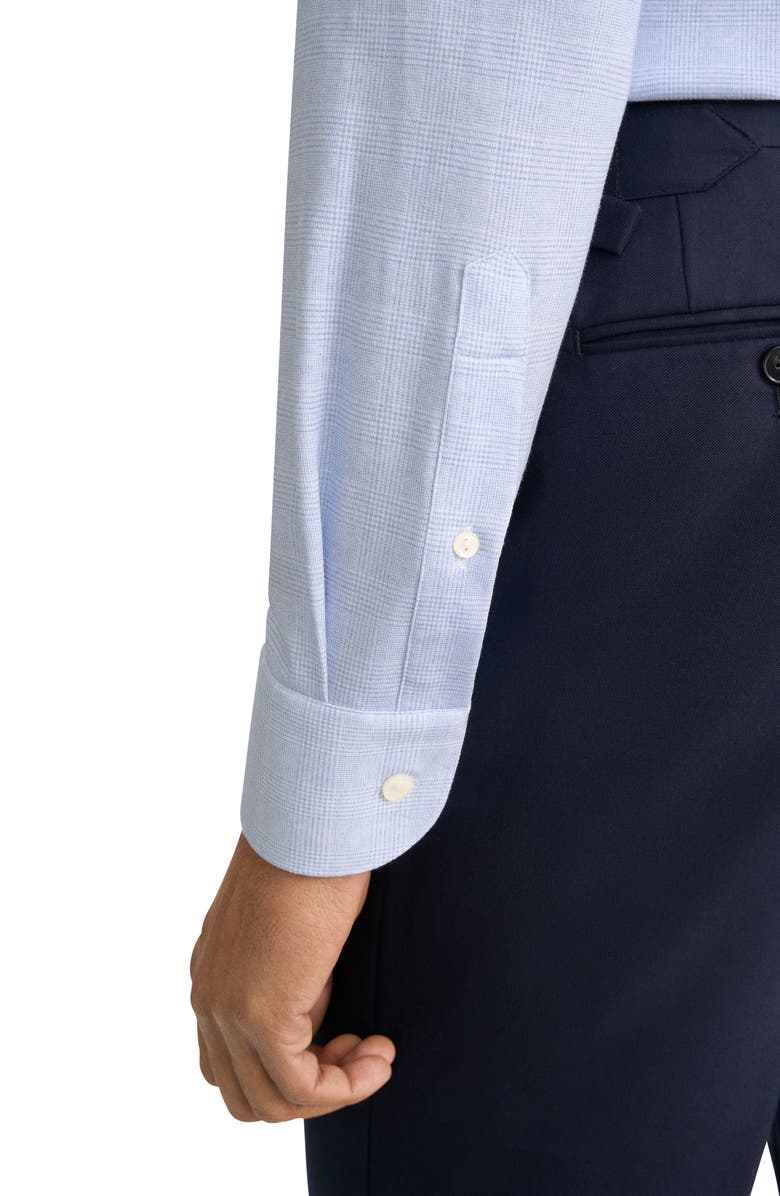 Eton Slim Fit Check Stretch Jersey Dress Shirt, Alternate, color, Light Blue