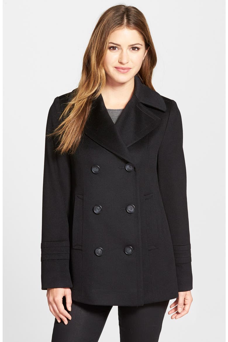 Wool Peacoat (Nordstrom Exclusive), Main, color, BLACK