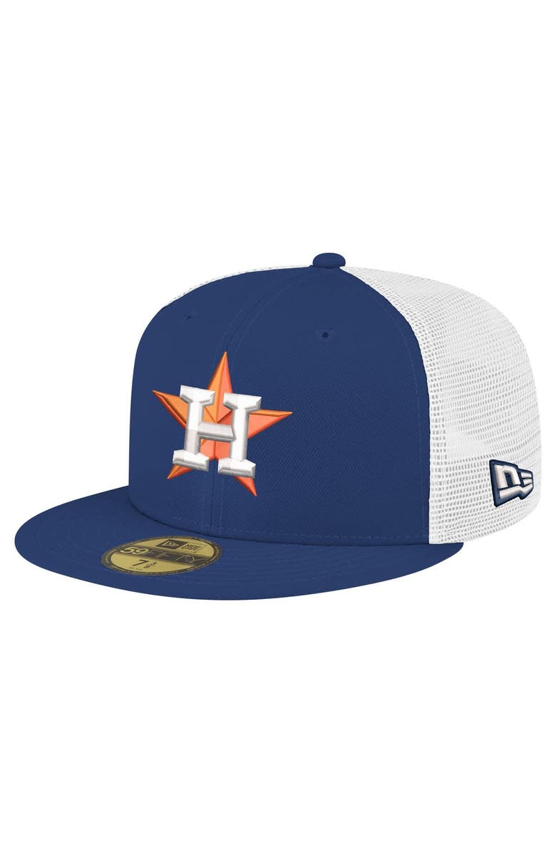 New Era Men's New Era Navy Houston Astros Team Color 59FIFTY Trucker Fitted Hat, Main, color, 