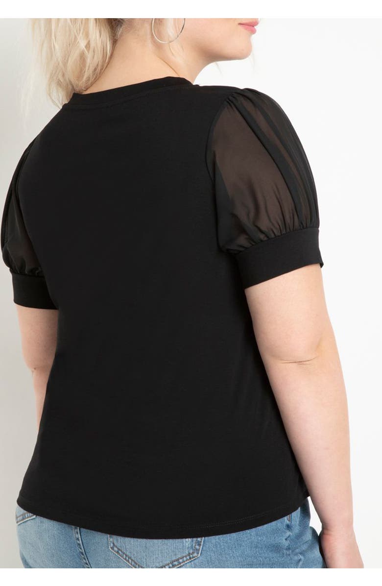 ELOQUII Combo Sleeve Tee, Alternate, color, Black