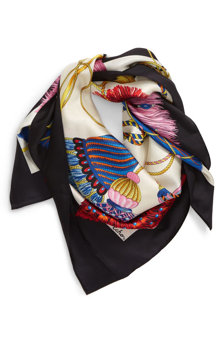 Echo Heritage Tassel Print Square Silk Scarf, Alternate, color,