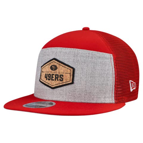 Men
s New Era  Gray/Scarlet San Francisco 49ers Cork Split Panel 9FIFTY Trucker Snapback Hat