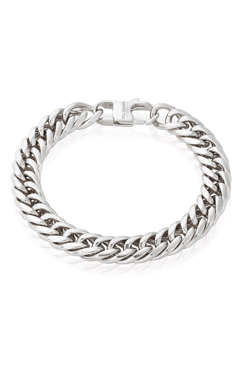 INVICTA Mens' 11.5mm Curb Link Chain Bracelet, Main, color, Silver