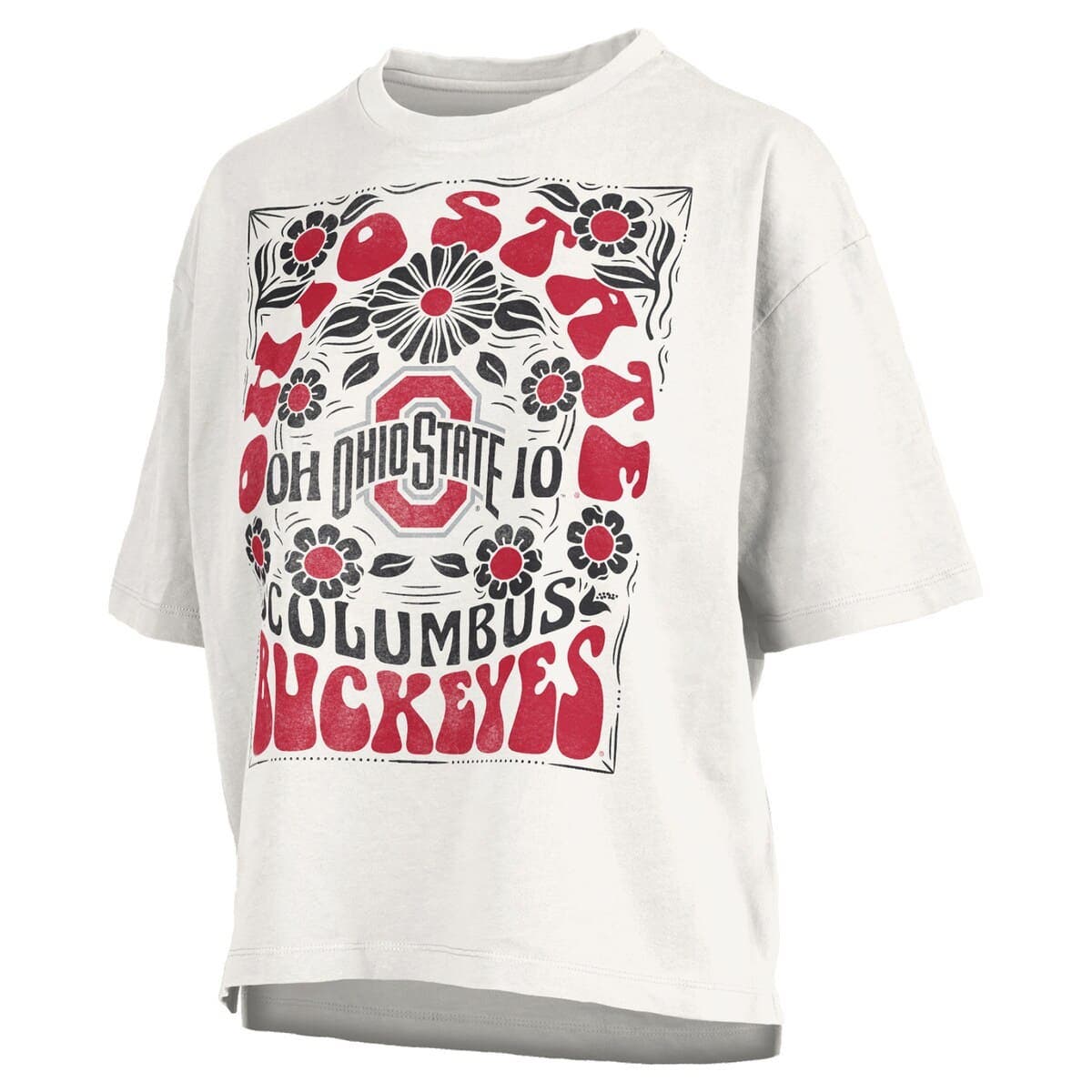 Women's Pressbox White Ohio State Buckeyes Harmony Oversized T-Shirt - image 2