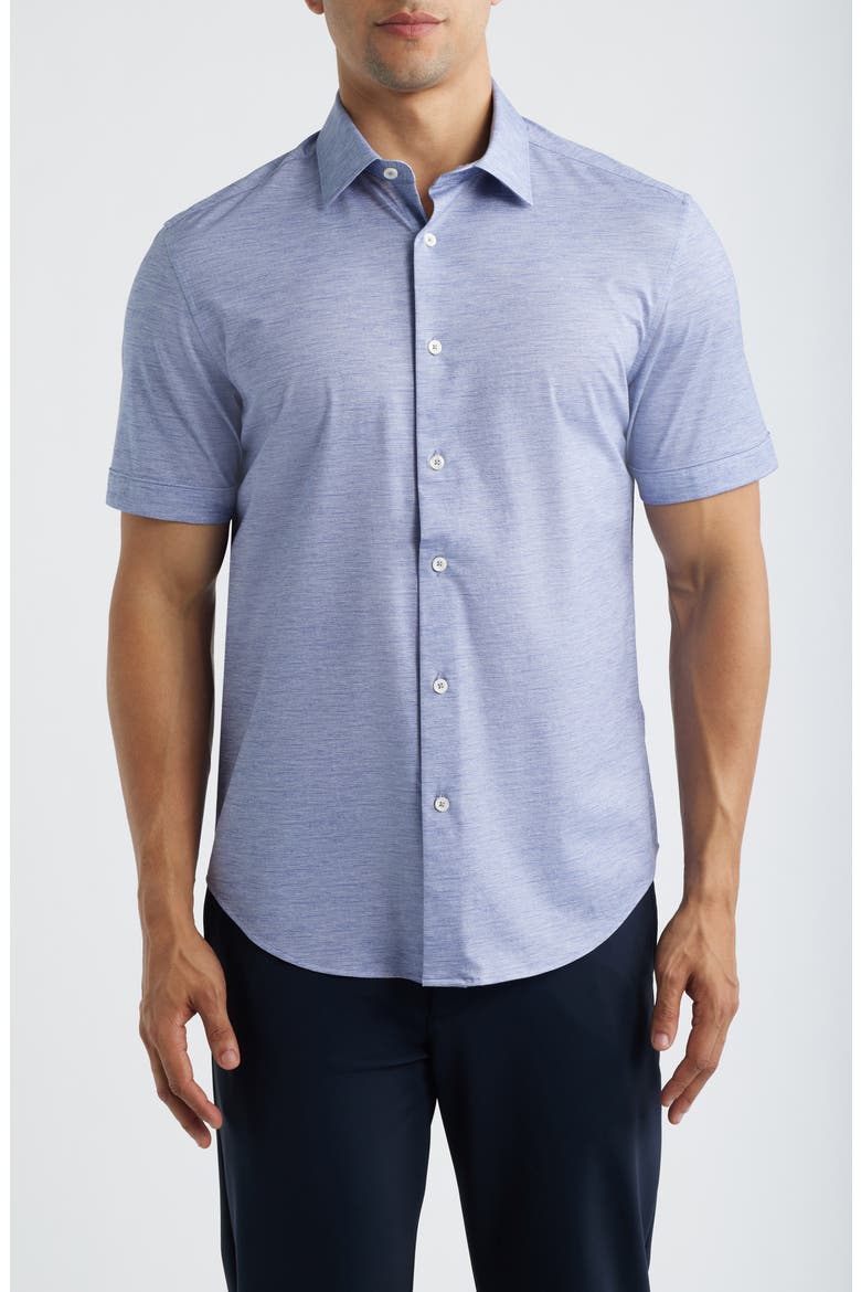 Miles OoohCotton® Space Dye Short Sleeve Button-Up Shirt, Main, color, ORCHID