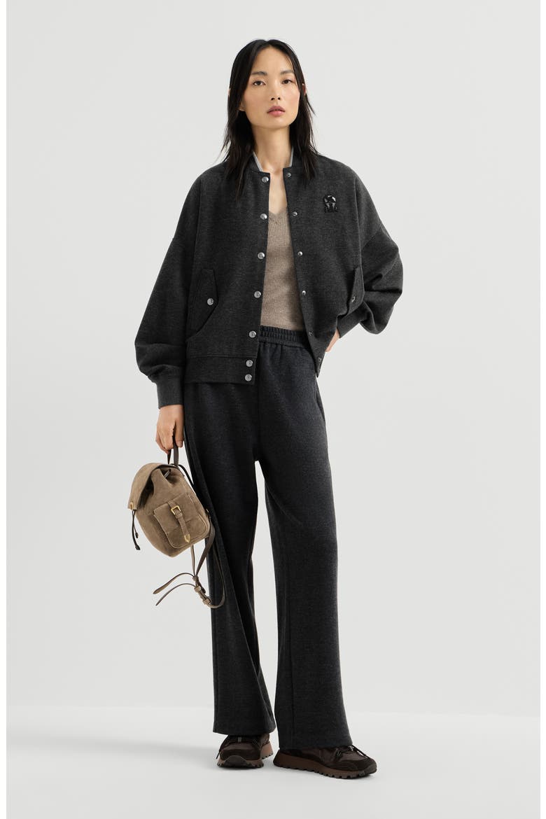 Cashmere interlock bomber-style sweatshirt with logo, Alternate, color, Anthracite