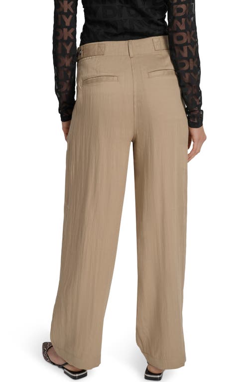 Dkny Weathered Twill Pleated Pants In Brown