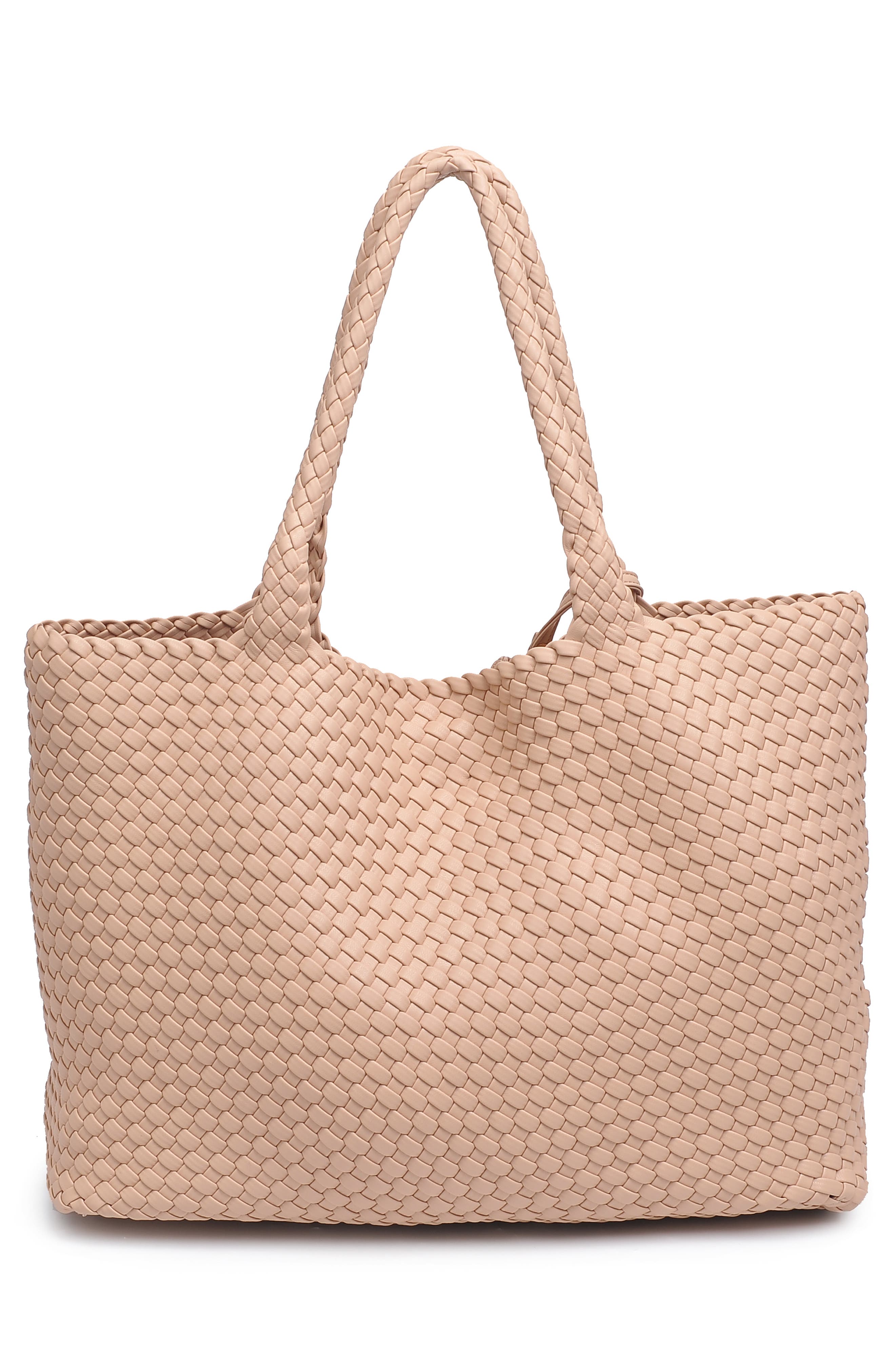 Woven Unlined Tote Bag and Pouch, Alternate, color, NATURAL